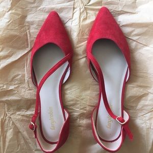 Farylrobin Valentine’s red suede pointy flats 8.5